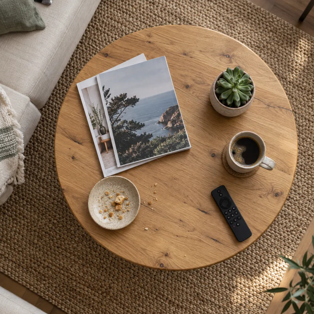 Tavolino Tondo in rovere europeo