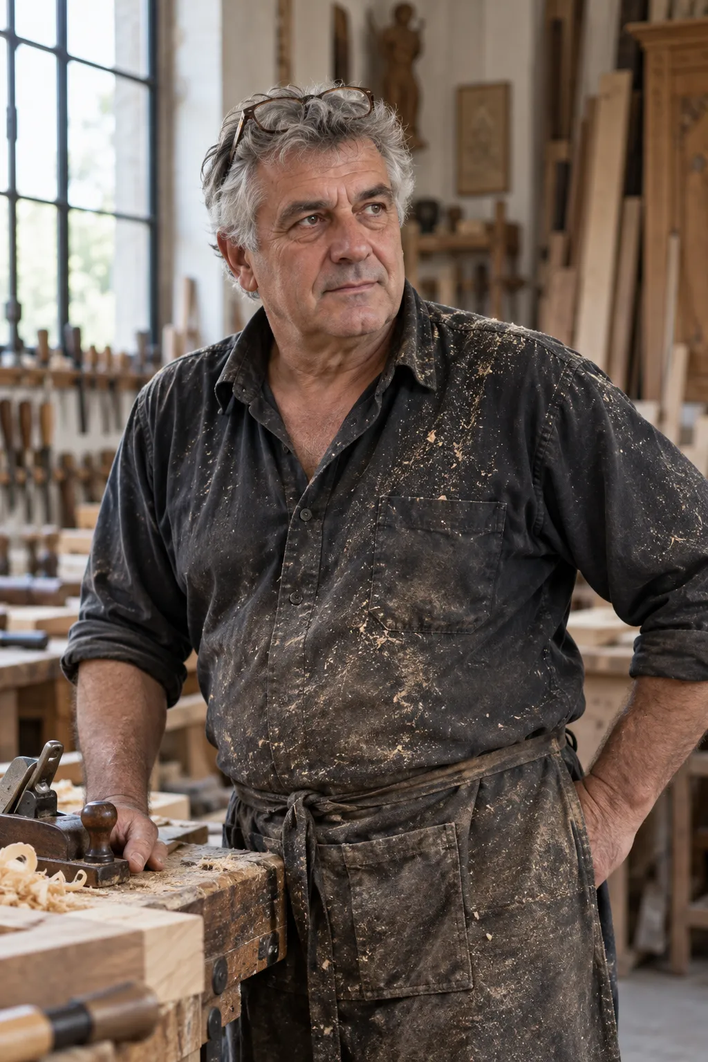 Ritratto di Marco Riva nel laboratorio